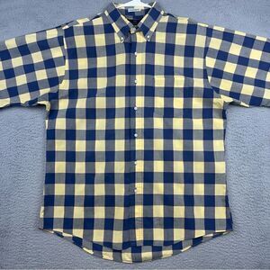 Vintage Abercrombie Fitch Shirt‎ Mens Large Blue Yellow Plaid Cotton Preppy Hike